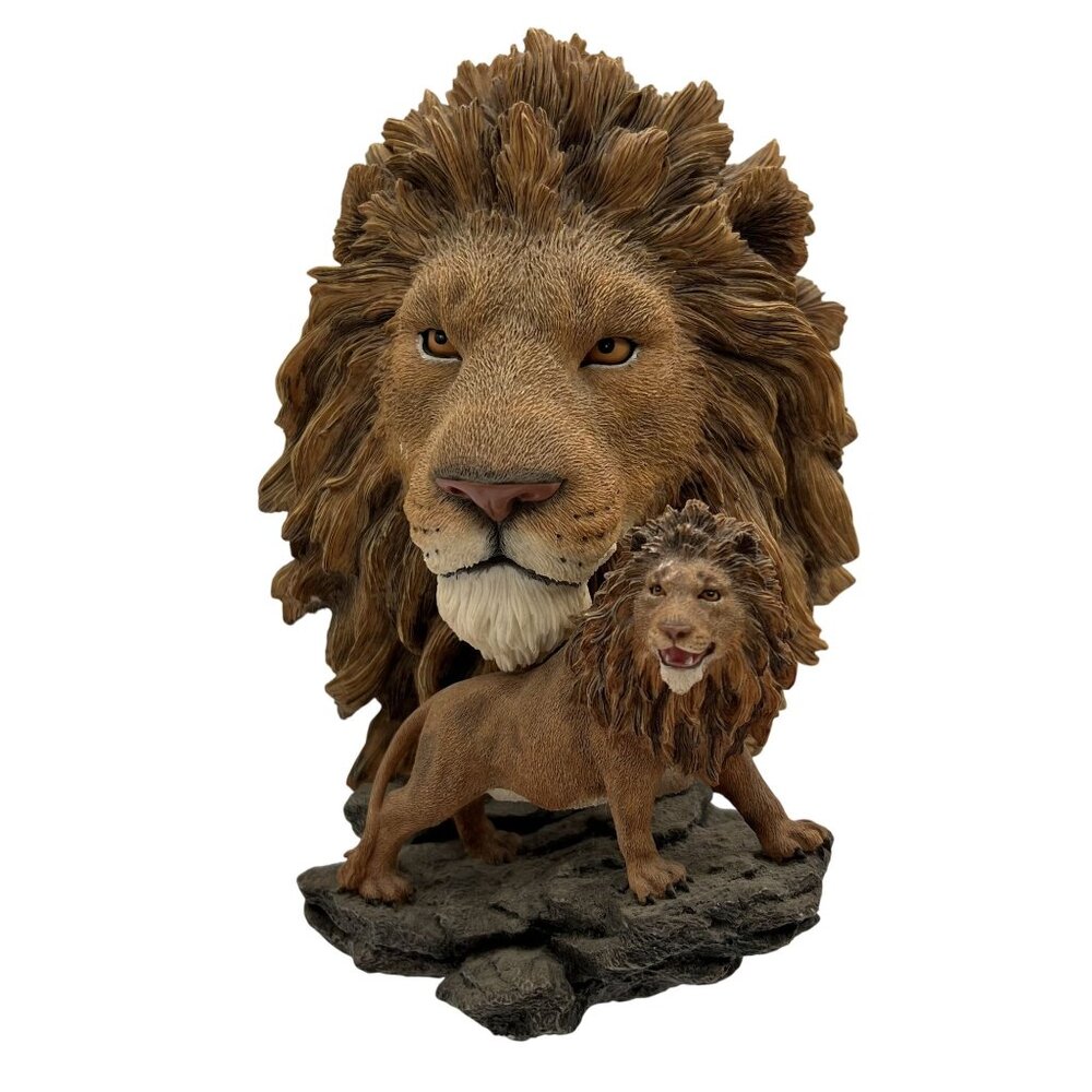 Vintage Majestic Lions Bust & Full Body RARE Statue Collectible Wildlife Decor